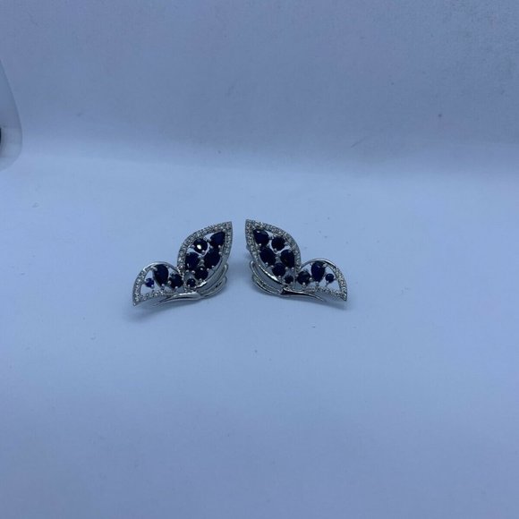 STIRLING SILVER SAPPHIRE BUTTERFLY EARINGS - Picture 7 of 10